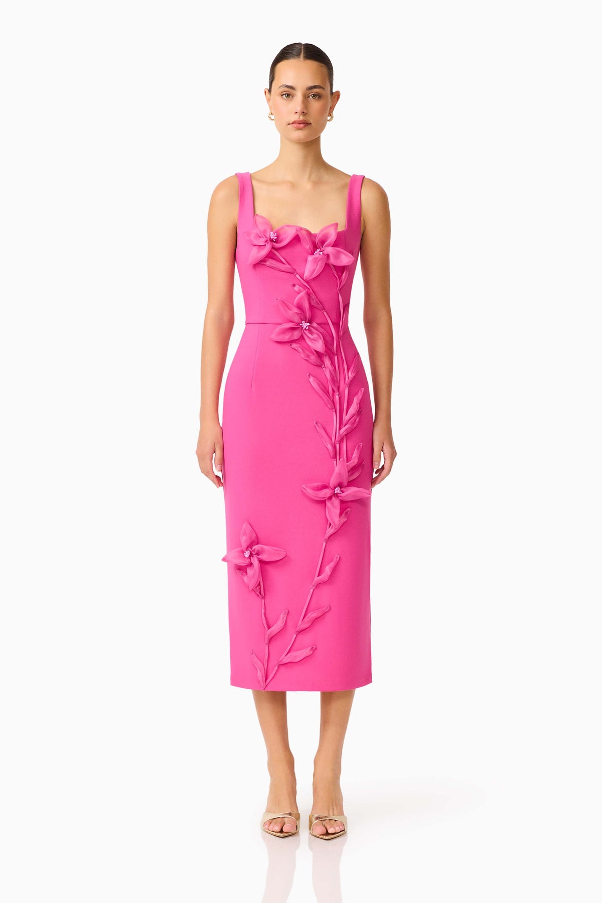 Ilaria Floral Midi Dress in Pink