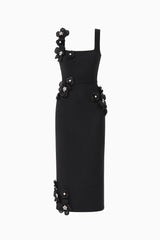 Chantelle 3D Midi Dress in Black