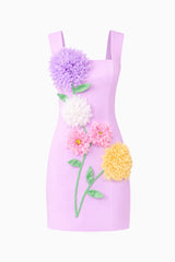 Buttercup Embroidered Party Mini Dress in Purple