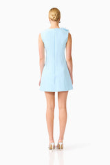 Buttercup Embroidered Mini Dress in Blue
