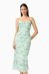 Roseate Strapless Midi Dress in Mint Green