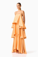 Tilly Tiered Maxi Dress in Orange