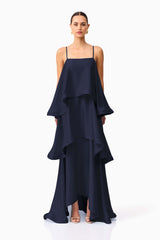 Tilly Tiered Maxi Dress in Navy