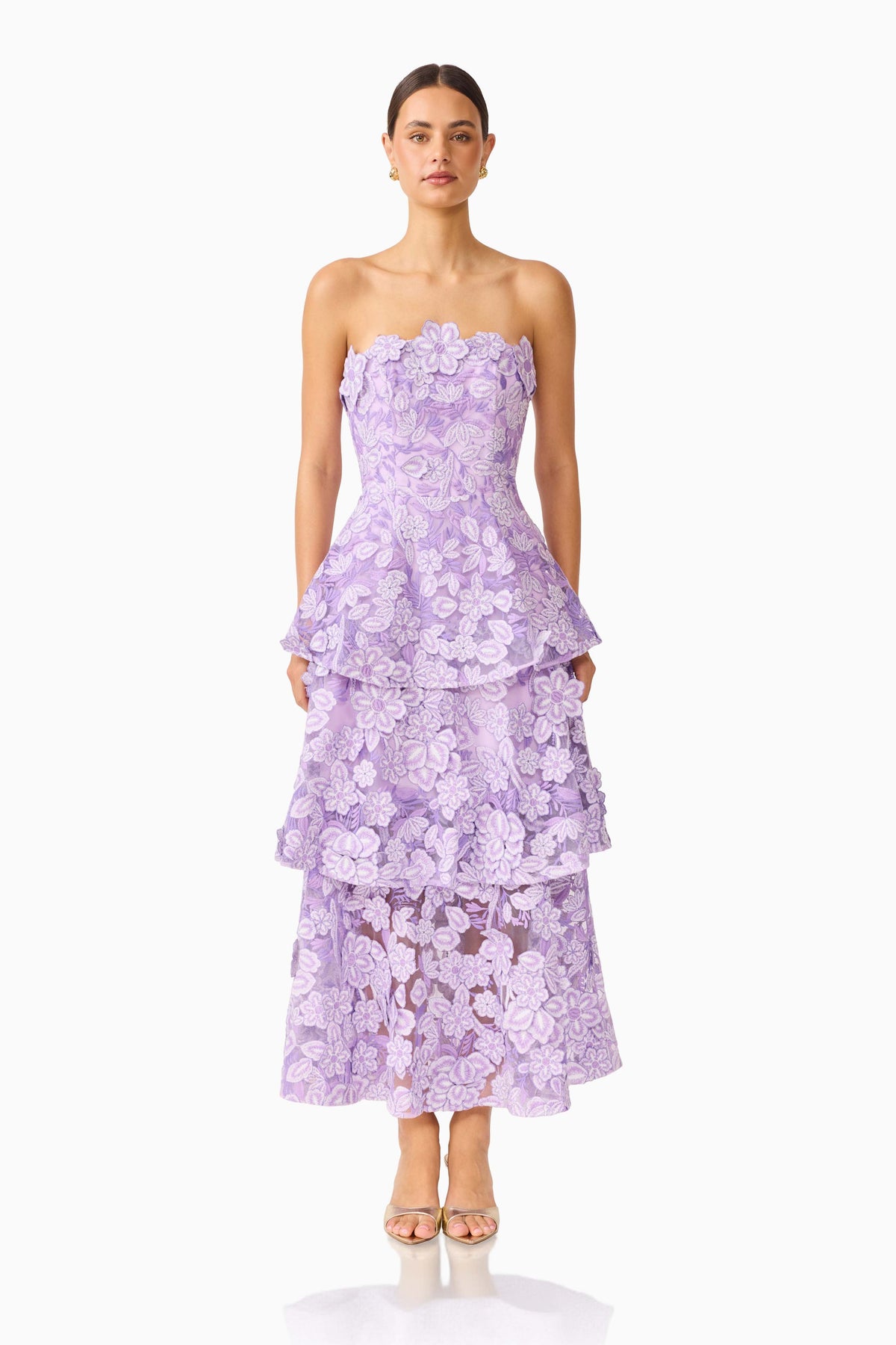 Roseate Tiered Maxi Dress in Purple