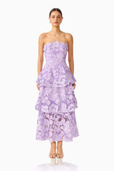 Roseate Tiered Maxi Dress in Purple