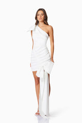 Bethany Mini Bow Party Dress In White