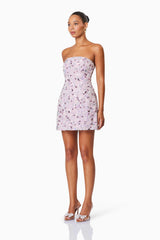 Aurora Strapless Party Mini Dress In Purple