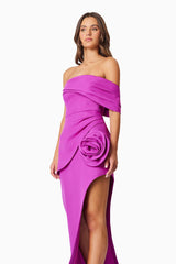 Bethany Off The Shoulder Maxi Gown In Purple