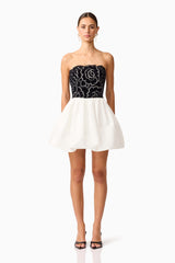 Eris Strapless Mini Dress in Black & White