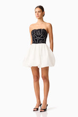 Eris Strapless Mini Dress in Black & White