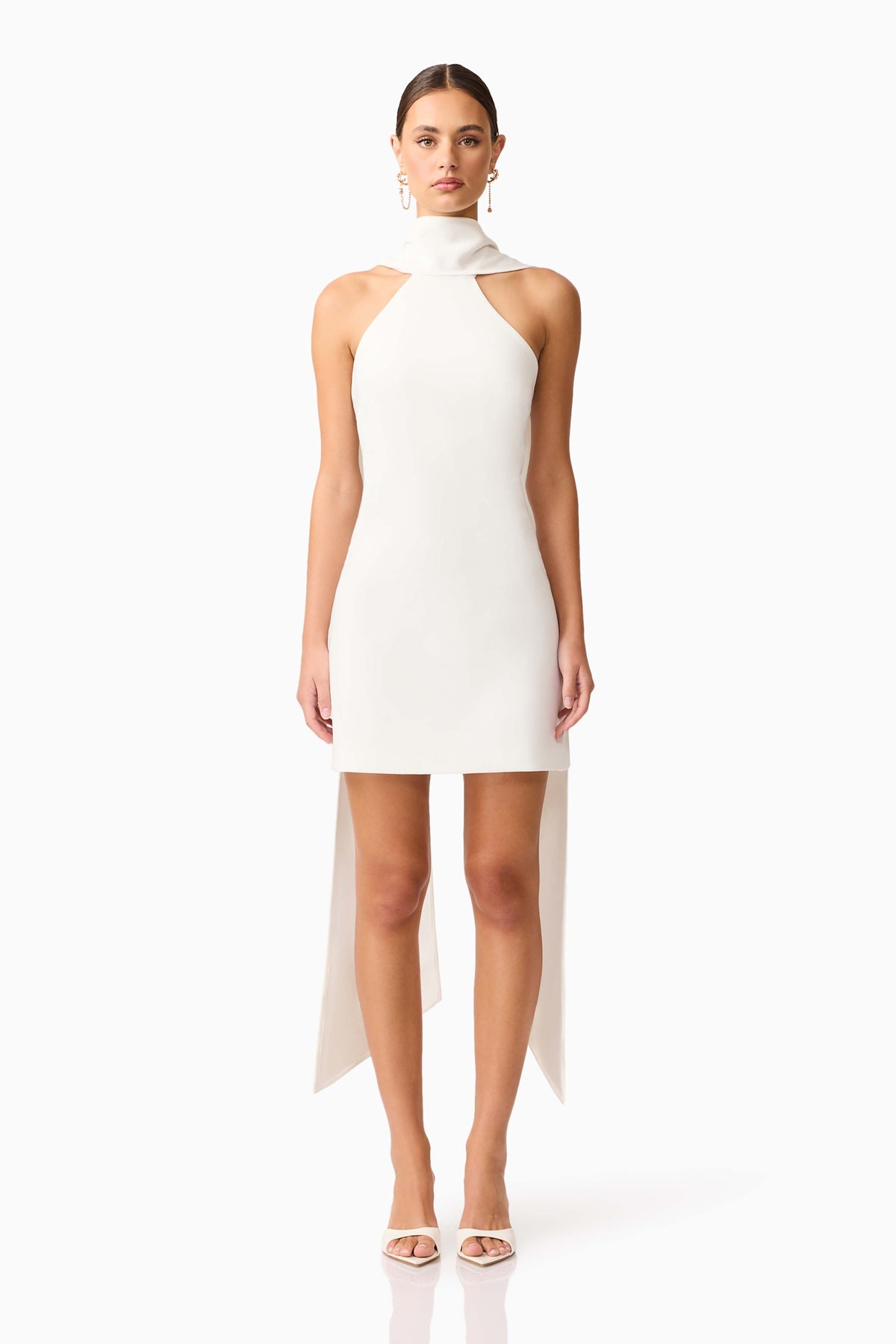 Mira Halter Mini Dress in White