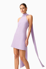 Mira Halter Mini Dress in Purple
