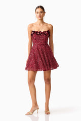 Carmen A-Line Mini Dress in Red
