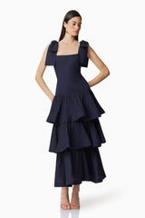 Kara Tiered Maxi Dress in Navy
