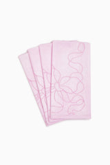 Embroidered Linen Bow Napkins - Set of 4
