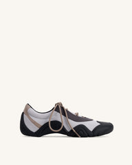 Caitlin Faux Suede Lace-up Ballerina Sneakers - Grey Mix