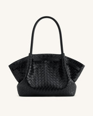 Hana Large Weave Texture Tote Bag - Black