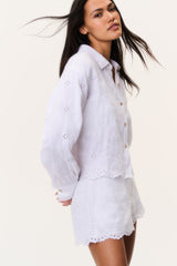 Delano Eyelet Linen Button-Up Top