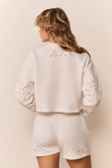 Abrah Bandana Eyelet Fleece Shorts