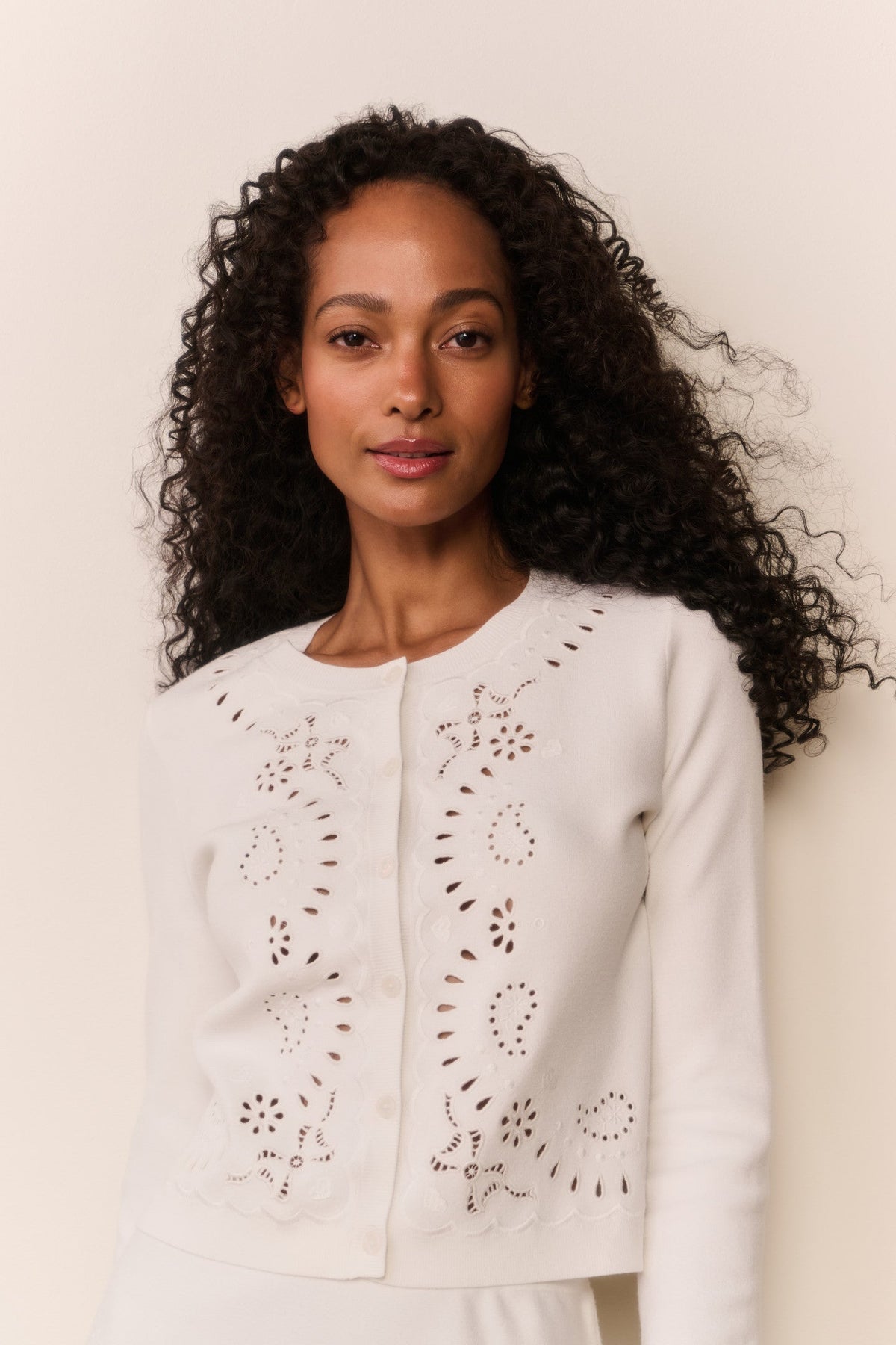 Leda Bandana Eyelet Knit Cardigan
