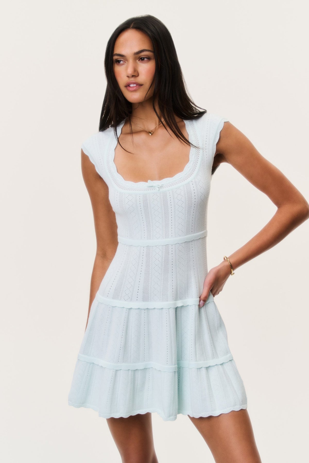 Laighton Stretch Pointelle Mini Dress - DUSTY LAGOON