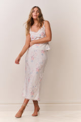 Kalo Floral Bow Print Slip Skirt