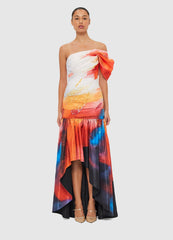 Elsa One Shoulder Gown - Reminiscence Print