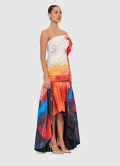 Elsa One Shoulder Gown - Reminiscence Print