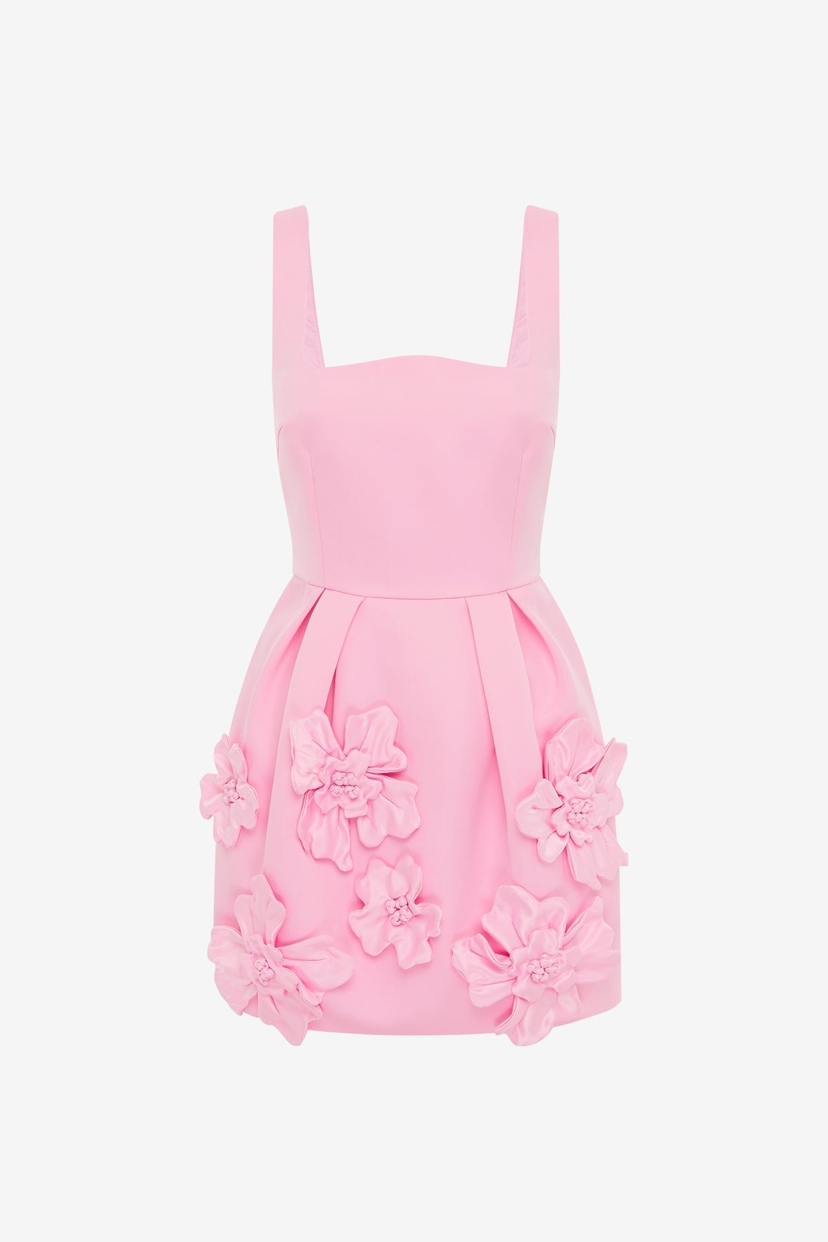 Piper Floral Appliqué Bell Shape Mini Dress - Baby Pink