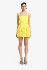 Piper Floral Appliqué Bell Shape Mini Dress - Sunshine