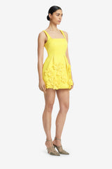 Piper Floral Appliqué Bell Shape Mini Dress - Sunshine