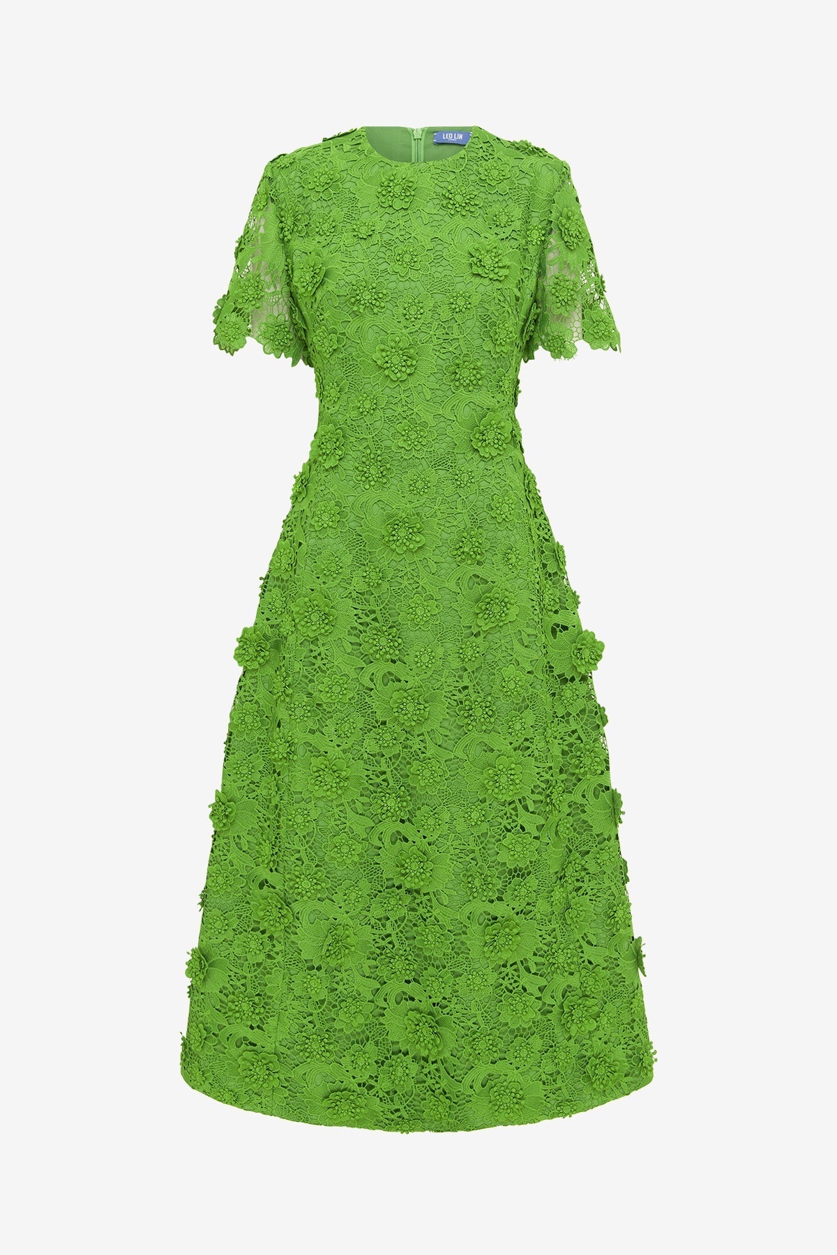 Caroline Lace Short Sleeve Midi Dress - Fern