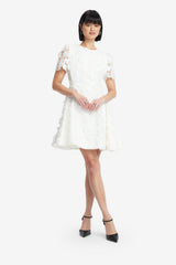 Elyse Lace Short Sleeve Mini Dress - Snow