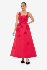 Rianne Floral Appliqué Maxi Dress - Rosa