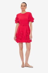 Aurelie Floral Appliqué Mini Dress - Rosa