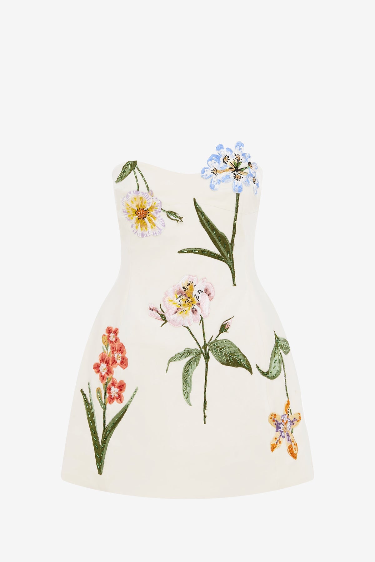 Rosario Velvet Mini Dress - Botanical Print in Snow