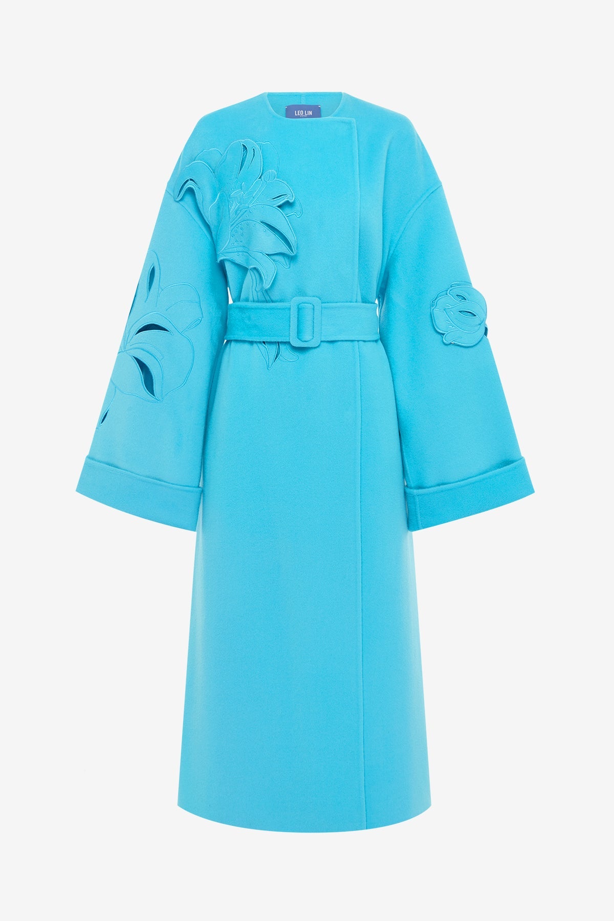 Celestine Appliqué Wool Coat - Aqua