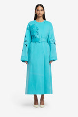 Celestine Appliqué Wool Coat - Aqua