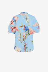 Jemma Blouse - Garden Print in Baby Blue