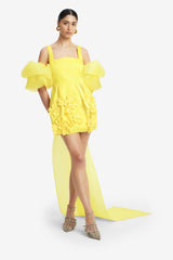 Leonora Organza Puff Sleeve Cape - Sunshine