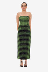 Rayna Tweed Bustier Maxi Dress - Houndstooth