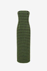 Rayna Tweed Bustier Maxi Dress - Houndstooth