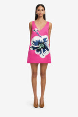 Kaelyn V Neck Mini Dress - Orchid Print