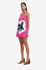 Kaelyn V Neck Mini Dress - Orchid Print