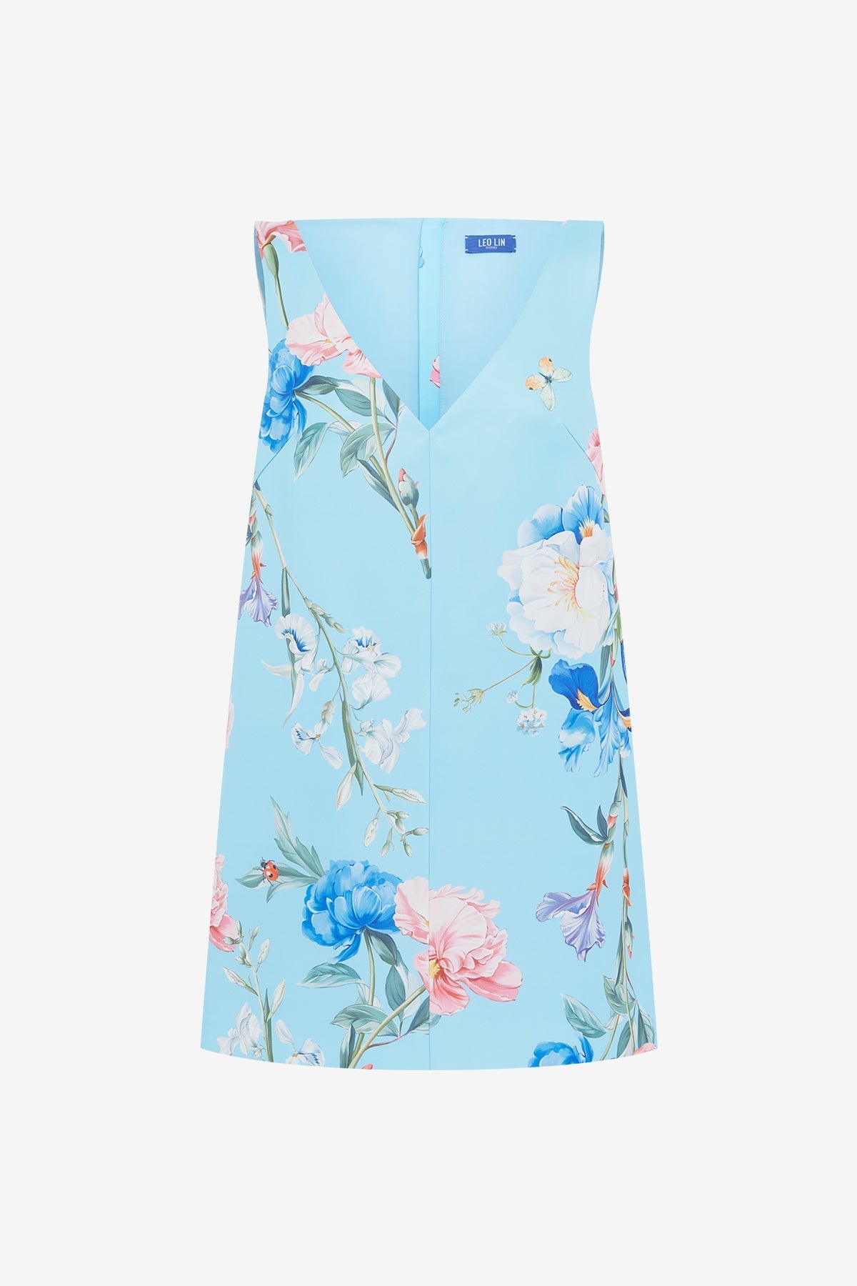 Kaelyn V Neck Mini Dress - Garden Print in Baby Blue
