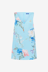 Kaelyn V Neck Mini Dress - Garden Print in Baby Blue