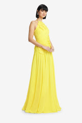 Amya Floral Appliqué Gown - Sunshine