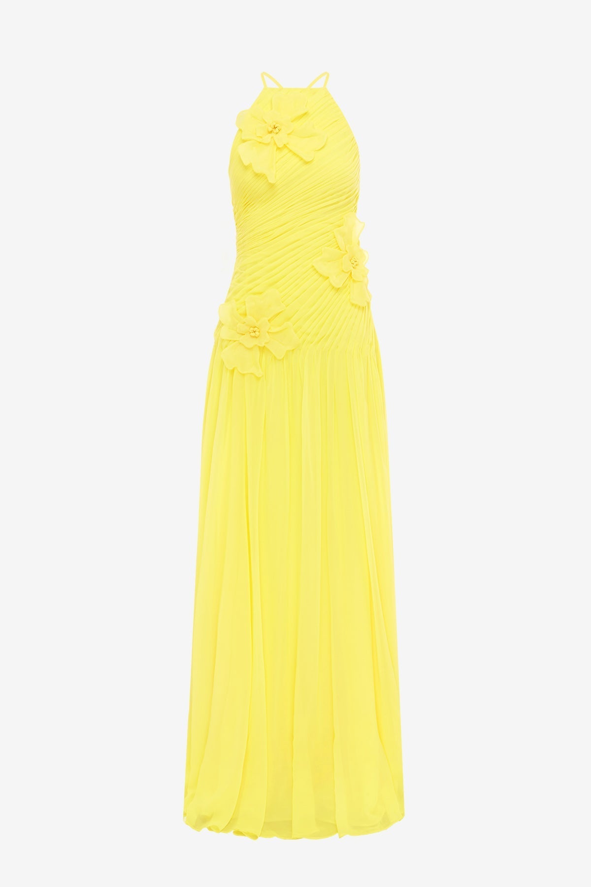 Amya Floral Appliqué Gown - Sunshine
