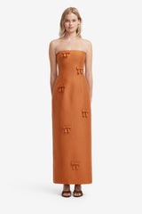 Rayna Bow Bustier Maxi Dress - Ochre