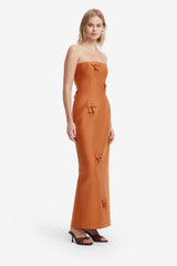 Rayna Bow Bustier Maxi Dress - Ochre